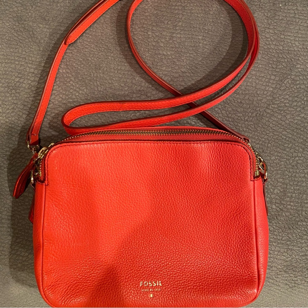 Fossil melon color crossbody calf leather